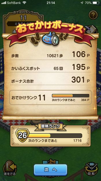 ドラクエウォークダイエット実践14日目でかいふくスポットに触った回数