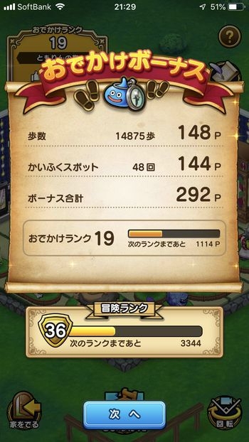 ドラクエウォークダイエット実践39日目に触ったかいふくスポットの回数