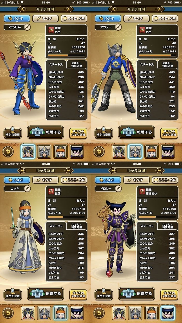 ドラクエウォークダイエット実践41日目のスタート時のつよさ