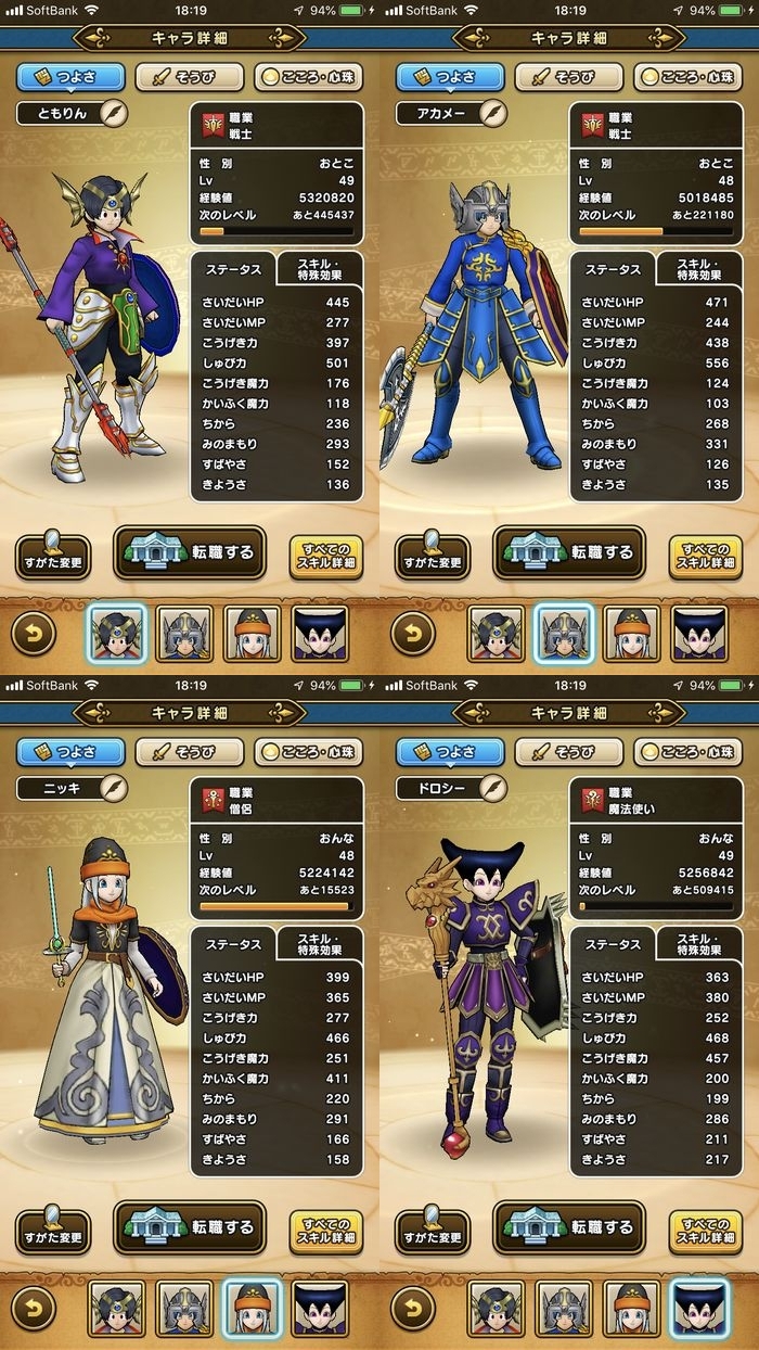 ドラクエウォークダイエット実践48日目のスタート時のつよさ