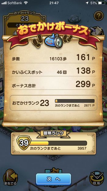 ドラクエウォークダイエット実践59日目に触ったかいふくスポットの回数