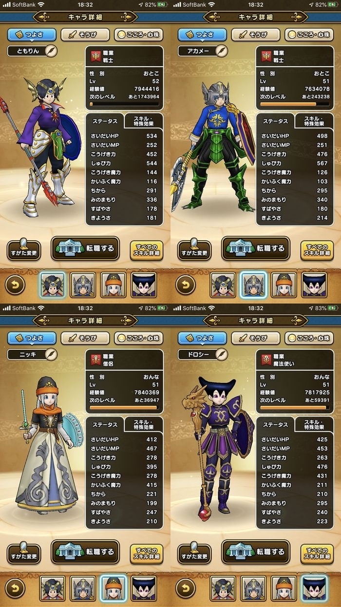 ドラクエウォークダイエット実践65日目のスタート時のつよさ