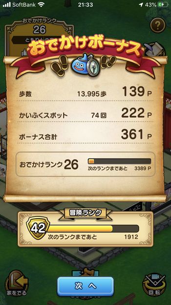 ドラクエウォークダイエット実践76日目に触ったかいふくスポットの数