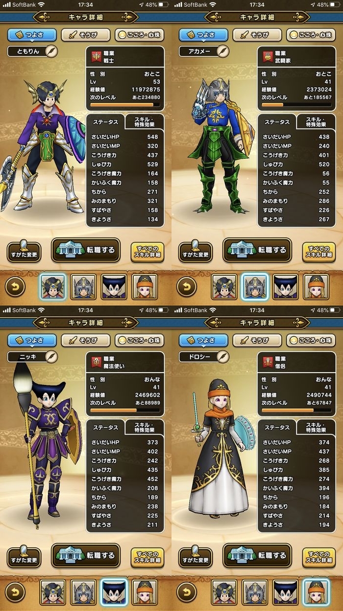 ドラクエウォークダイエット実践77日目のスタート時のつよさ