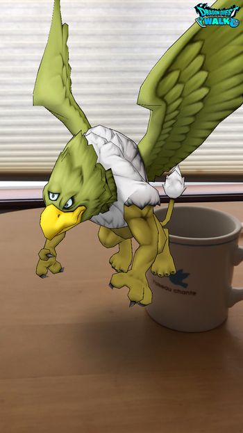 ドラクエウォークダイエット実践79日目にしぐさ解放したエビルホークの「モンスターAR」写真