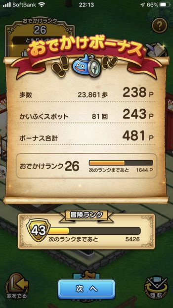 ドラクエウォークダイエット実践80日目に触ったかいふくスポットの回数